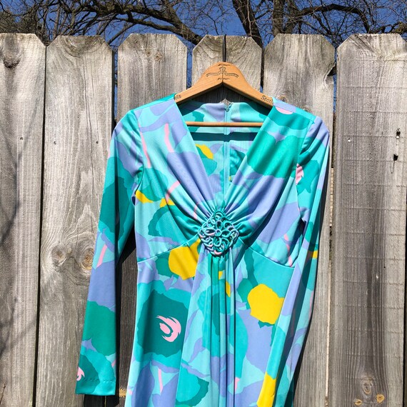 1970s vintage long sleeve gown. Slinky polyester.… - image 3