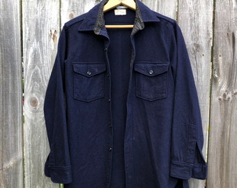 1950s vintage L.L. Bean navy wool field shirt