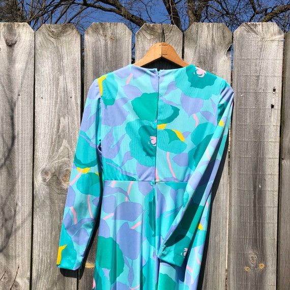 1970s vintage long sleeve gown. Slinky polyester.… - image 6