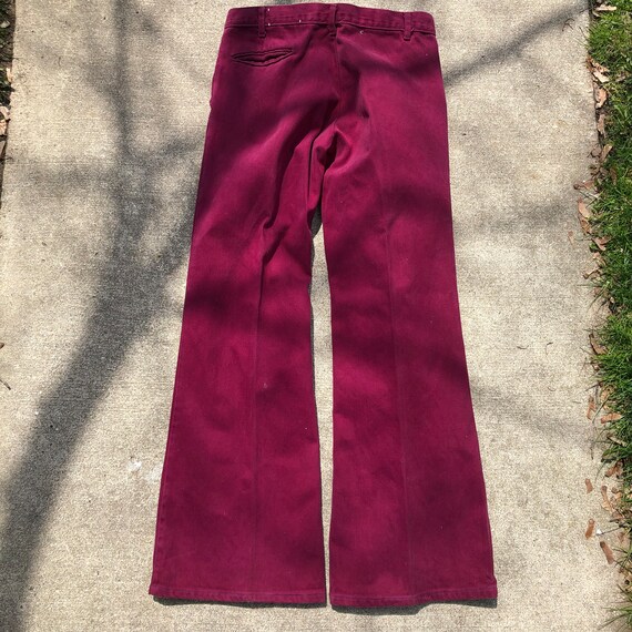 Vintage 1970s burgundy bell bottom high quality p… - image 3