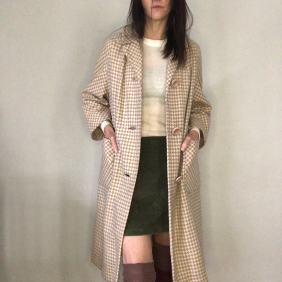 1960s/70s union made vintage houndstooth coat wit… - image 10
