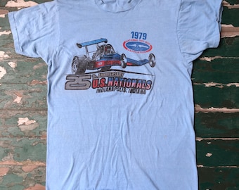 vintage 1970s Indianapolis NHRA drag racing tee