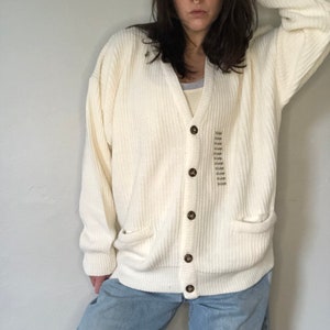 Deadstock 1990s white oversized menswear cardigan