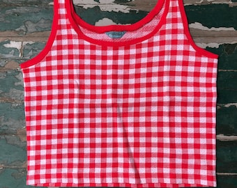 vintage 1950s Catalina sportswear gingham cotton tank top, cropped fit large