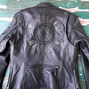y2k✨️ Harley-Davidson 刺繍 ミリタリー ジャケット Vintage y2k Harley Davidson Ivory Red Embroidered Eagle