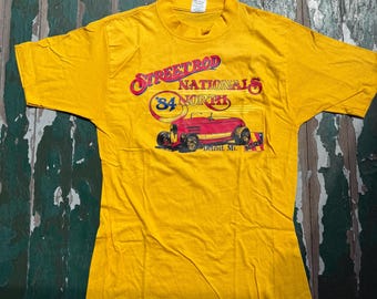 Deadstock 1980s Detriot hot rod car t shirt