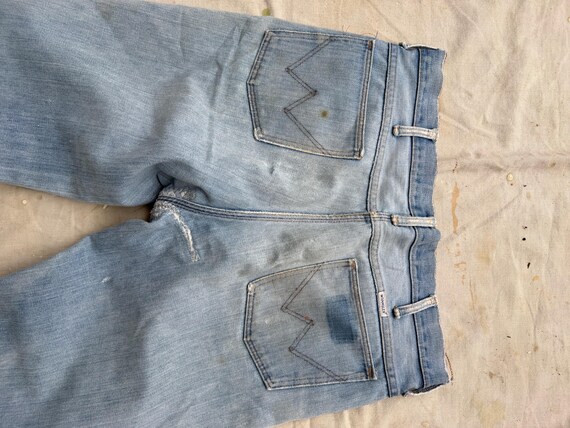 1960s Wrangker repaired patchwork bell bottom jea… - image 7