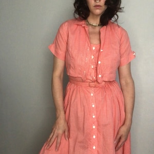 1950s cotton fit and flare gingham dress set. Abby Kent NY. Free shipping