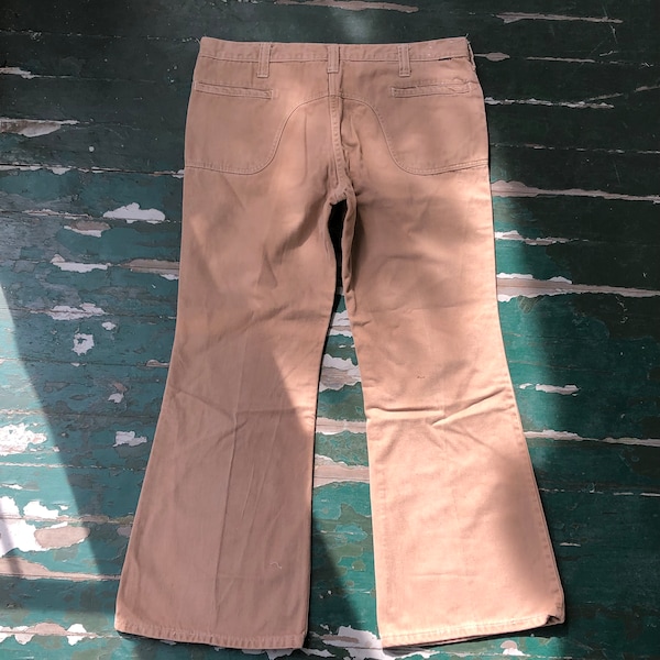 Vintage 1970s Lee tan moleskin saddleback bell bottoms