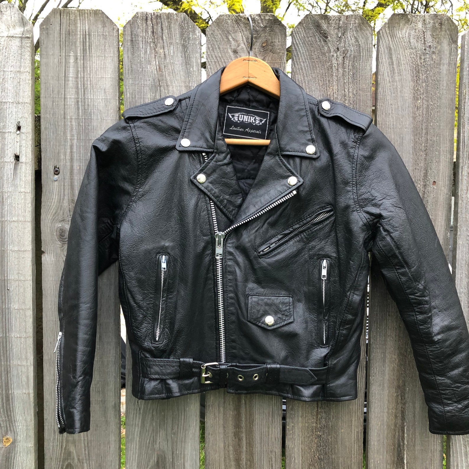 Vintage leather motorcycle jacket with eagle and flag back Etsy