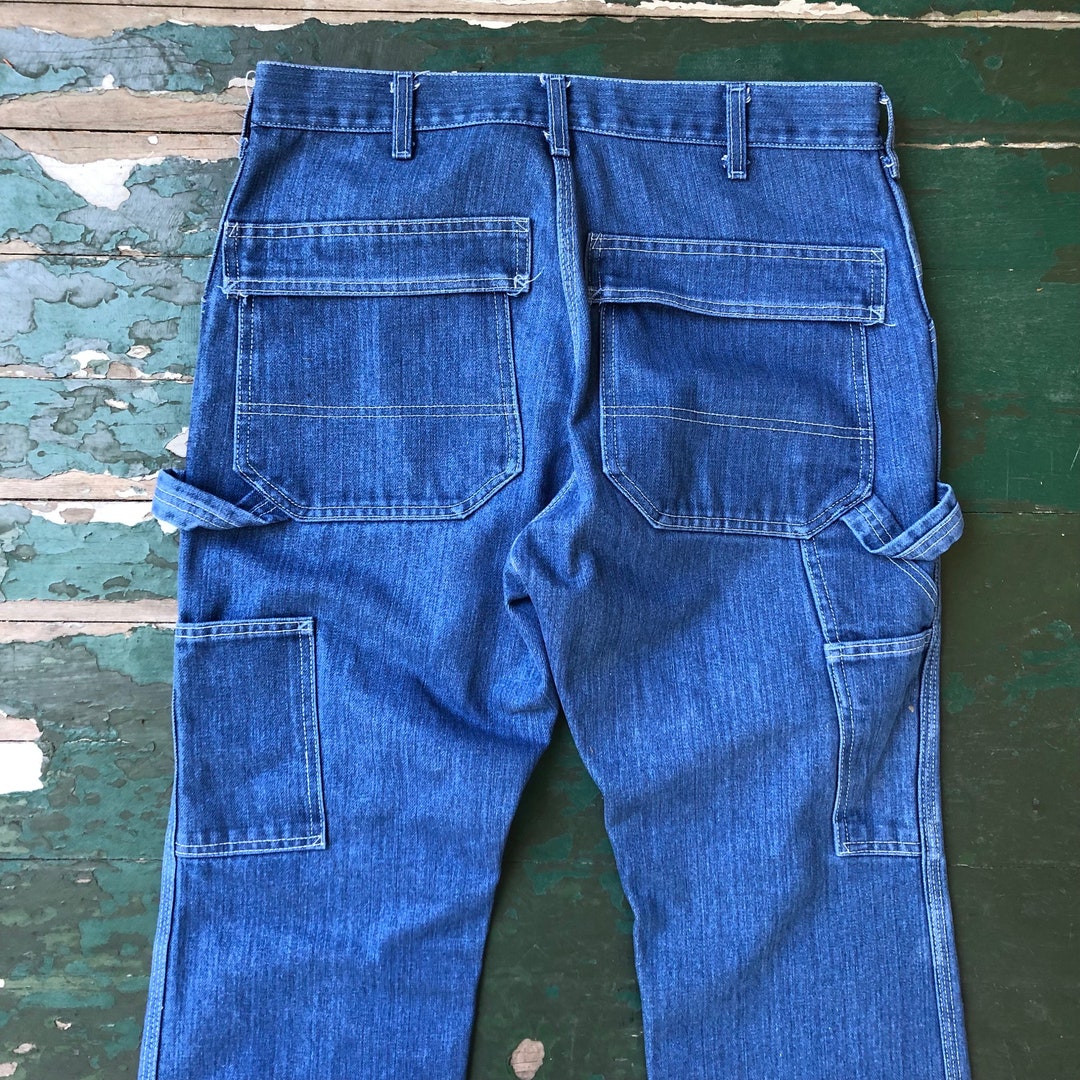 Vintage 70s Sears Toughskins Carpenter Jeans - Blue Denim Skate