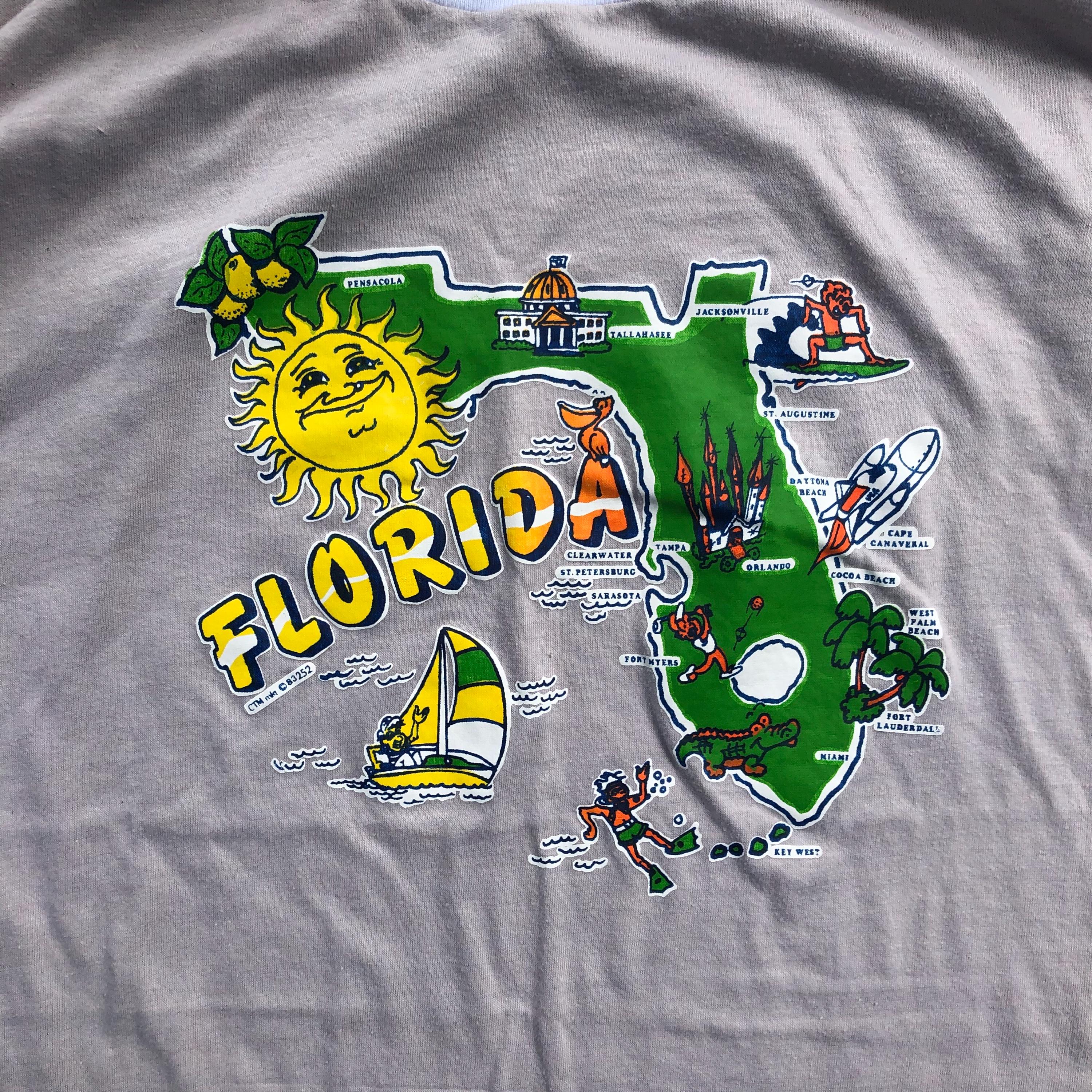Vintage 70s/80s Florida Souvenir Map Tee, Two Toned - Etsy