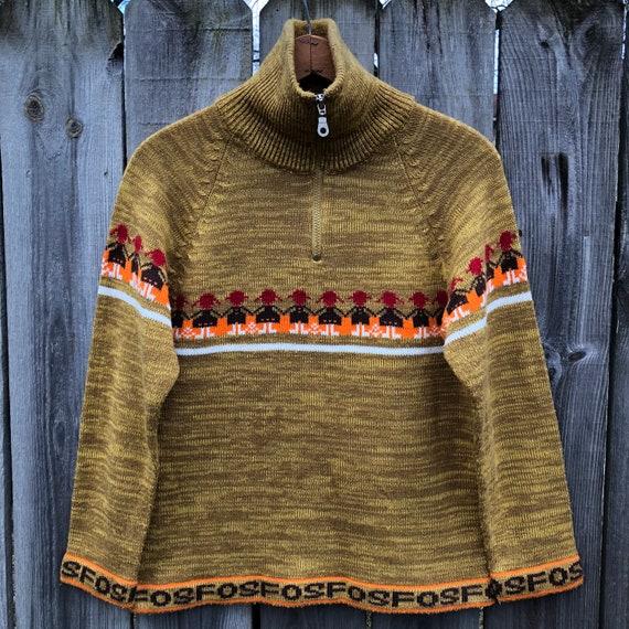 1970s space dyed half zip sweater with holding ha… - image 3
