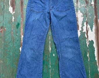 Vintage 1970s sailor style denim jeans, mid rise, 29 waist