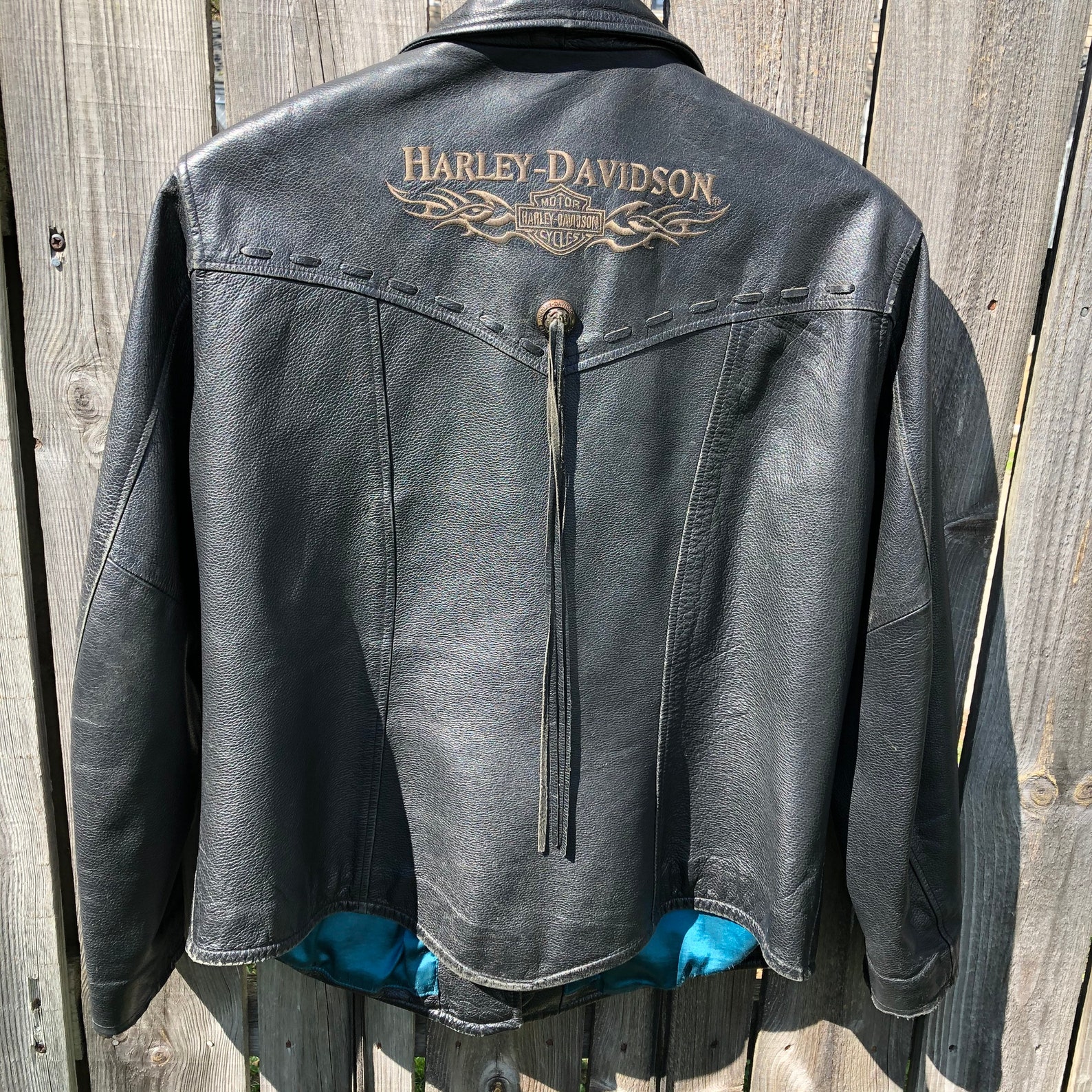 90s/Y2K Harley Davidson leather motorcycle jacket with | Etsy