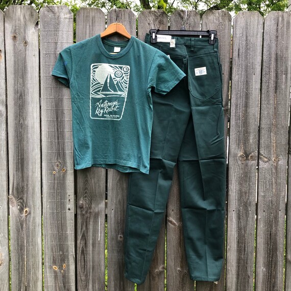 Deadstock vintage dark green Maverick yoked jeans… - image 9