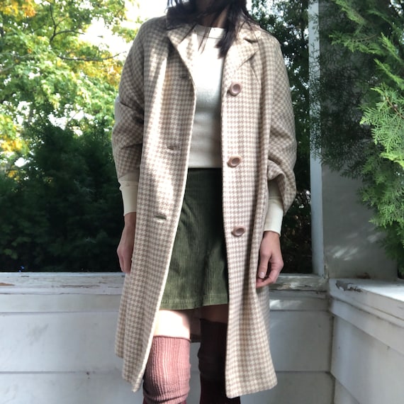 1960s/70s union made vintage houndstooth coat wit… - image 9