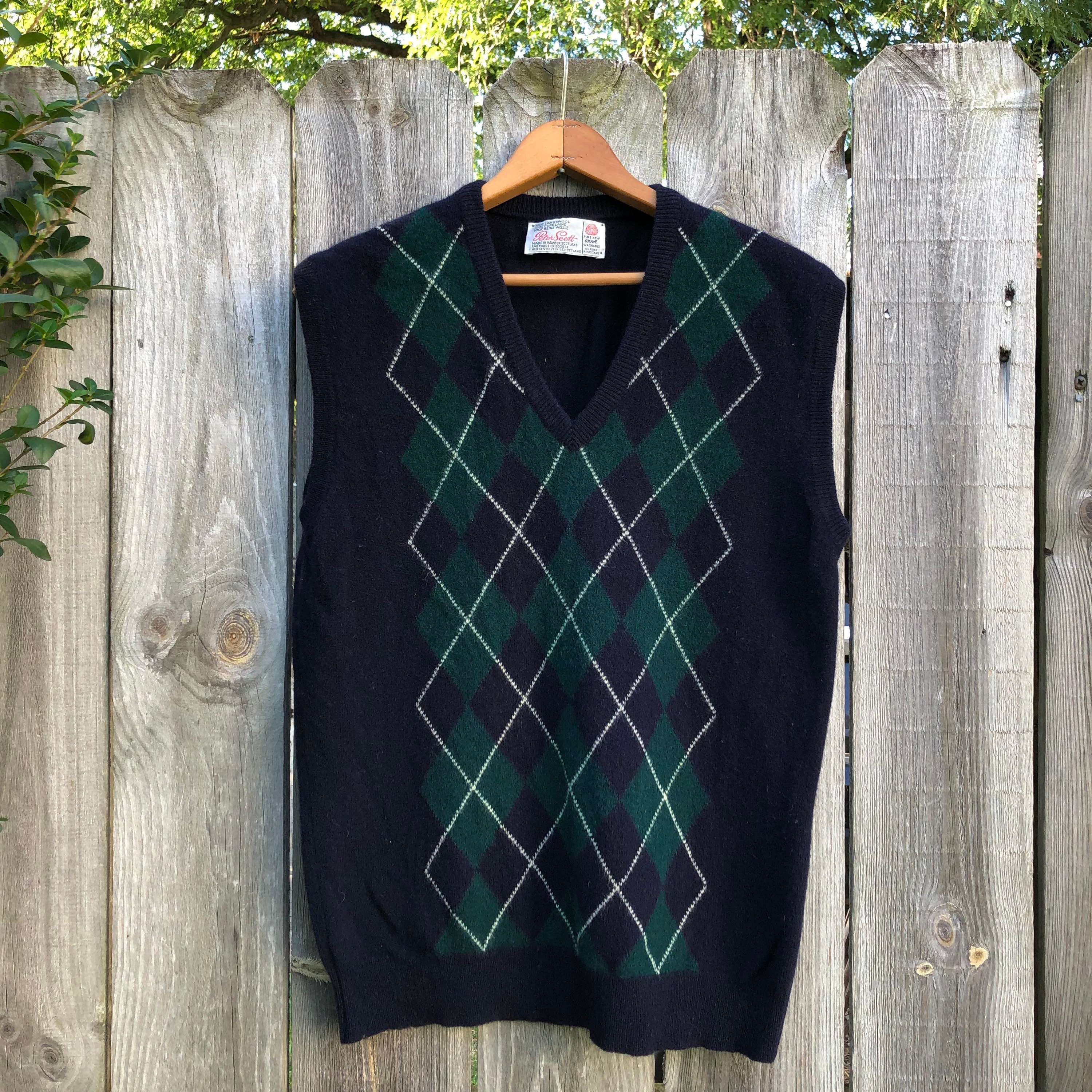 Green Argyle Vest - Etsy