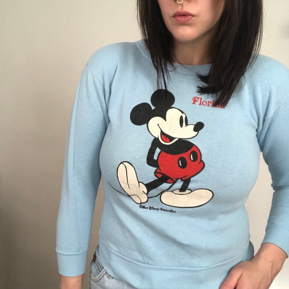 トップス 70-80's Mickey Mouse sweat shirt Vintage Disney Sweatshirt Mickey Mouse & Co Crewneck Mens