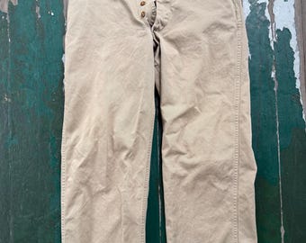 Vintage 1940s-50s WW11 military cotton khaki button fly trousers, flawless