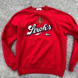 1980s vintage Strohs beer red raglan crewneck sweatshirt