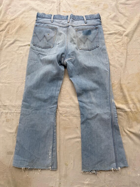 1960s Wrangker repaired patchwork bell bottom jea… - image 5