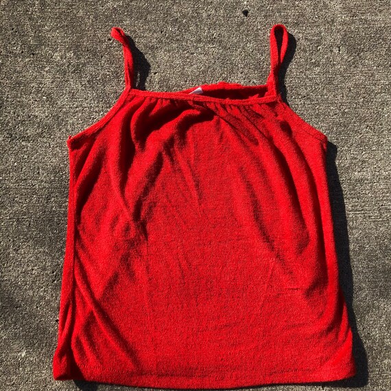 1970s vintage bright red Terry cloth tank Gem