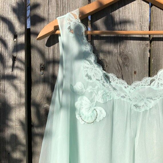 1950s Vanity Fair seafoam chemise gown - image 4