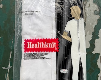 Deadstock vintage Heathknit short sleeve white Union suit 1950s-60s