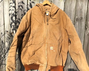 Vintage Carhartt Faded Brown Hooded Jacket - Etsy Vintage Carhartt Faded Brown Hooded Jacket - Etsy