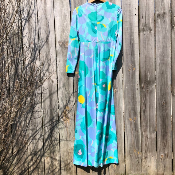 1970s vintage long sleeve gown. Slinky polyester.… - image 7