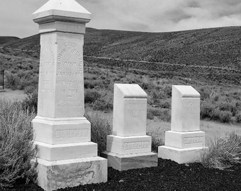 Photograph of Headstones in the Cemetery in Bodie, California - Black and White