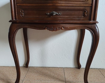 Mesita de noche francesa provenzal vintage | Mesita de noche estilo Luis XV | Mesita de noche de madera con cajones | Decoración romántica para el dormitorio | Estilo shabby chic