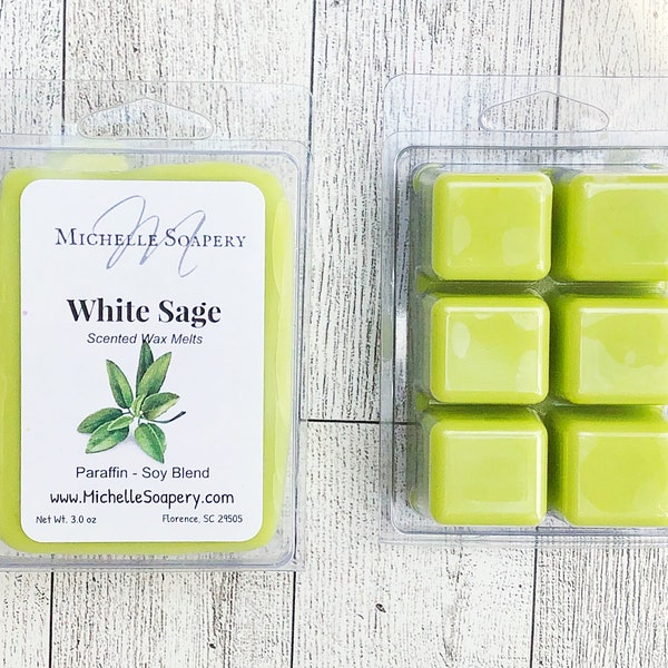 White Sage Scented Wax Melts l Fresh Herbal Fragrant Tarts l Handmade Product l Small Space l Soy-Parafin Blend