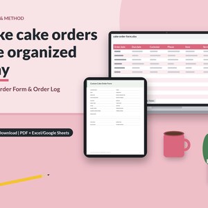Cake Order Form Printable & Order Tracker Spreadsheet, Bakery Order Form, Cupcake Cookie Order Form, Home Baker Business Template