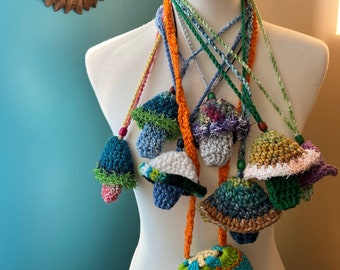 Crochet Mushroom Necklace with Secret Stash Stem