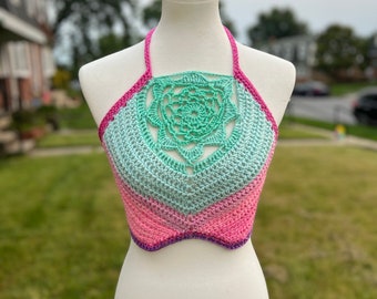 Mandala Crochet Bikini Crop Top Festival Top Taille Medium C Cup