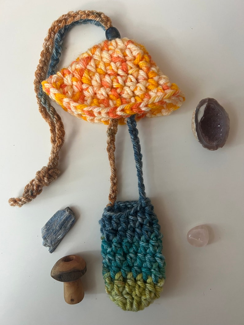Crochet Mushroom Necklace with Secret Stash Stem image 2