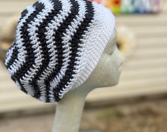 Striped Reflective Slouchy Dread Tam/Dread Tam/Slouchy Beanie Women/Unisex Dreadlocks Hat women/Hippie Dread Tam Hat