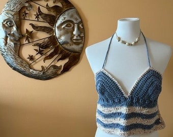 Waves Crochet Bikini Crop Top Size Medium C Cup