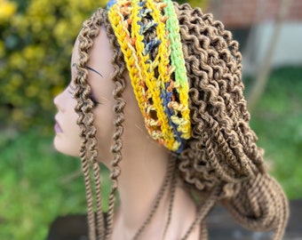 Wavy Color Fading Dreadlock Hippie Bohemian Crocheted Headband or Dread Headband