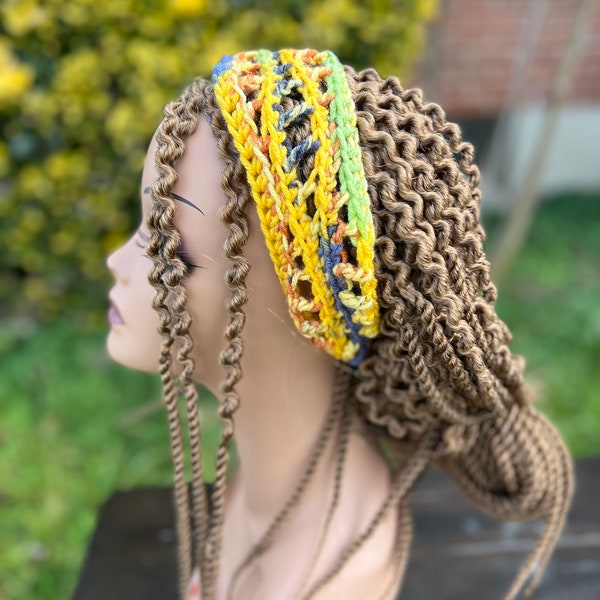 Wavy Color Fading Dreadlock Hippie Bohemian Crocheted Headband or Dread Headband