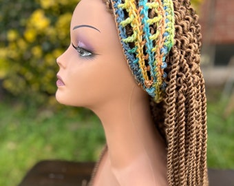 Wavy Color Fading Dreadlock Hippie Bohemian Crocheted Headband or Dread Headband