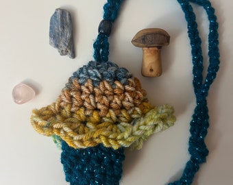 Crochet Mushroom Necklace with Secret Stash Stem
