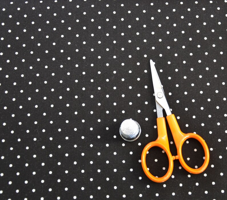 Black And White Polka Dots Cotton Fabric By The Yard Fat Etsy