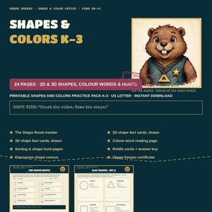 Pacote de Atividades sobre Formas e Cores para Educação Infantil ao 3º Ano (PDF para Imprimir) - Formas 2D e 3D, Nomes das Cores, Atividades de Classificação, Material para Professores