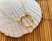 Twisted Gold Ring Eternity Necklace Gold Circle Pendant Everyday Necklace Gift, Layering Ring Necklace in Gold, Rose Gold or Silver