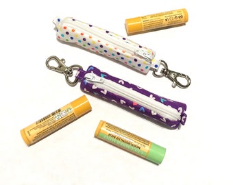 CUSTOM - Clip-On Zippered Keychain Lip Balm Pouch - CUSTOM, you pick