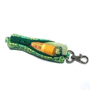 Green Cacti 88 - Lipstick or Chapstick Zippered Case with Keychain, Clip-On Lighter Pouch