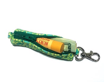 Green Cacti 88 - Lipstick or Chapstick Zippered Case with Keychain, Clip-On Lighter Pouch